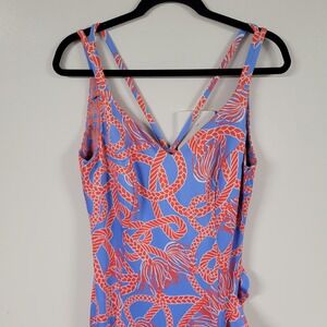 Gretchen Scott XS Blue Orange Rope Print Dress Sleeveless Casual Summer